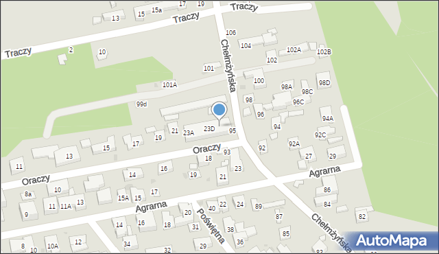 Warszawa, Oraczy, 23F, mapa Warszawy