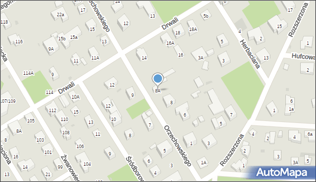 Warszawa, Orzechowskiego Stanisława, 8A, mapa Warszawy