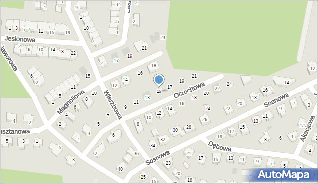 Wasilków, Orzechowa, 15, mapa Wasilków