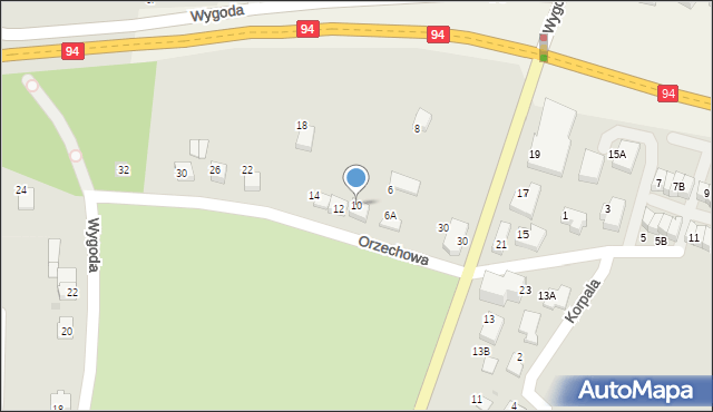 Wieliczka, Orzechowa, 10, mapa Wieliczka