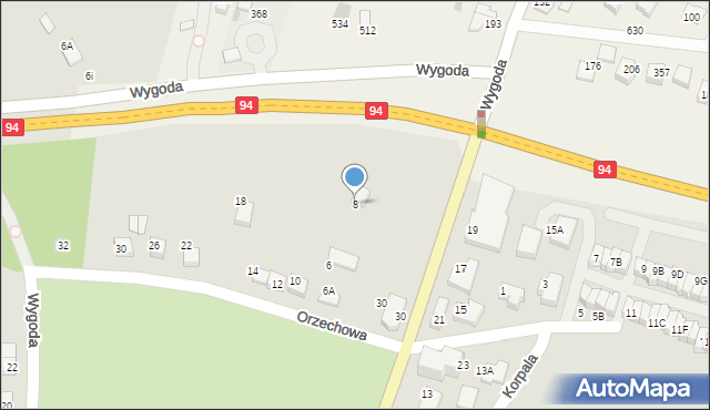 Wieliczka, Orzechowa, 8, mapa Wieliczka