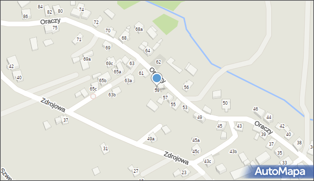 Wodzisław Śląski, Oraczy, 59, mapa Wodzisławia Śląskiego