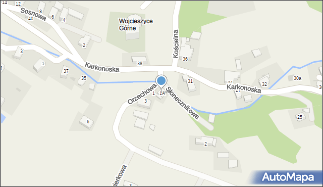 Wojcieszyce, Orzechowa, 1A, mapa Wojcieszyce