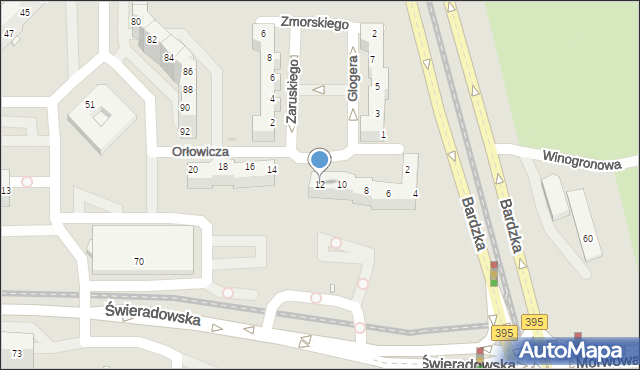 Wrocław, Orłowicza Mieczysława, 12, mapa Wrocławia