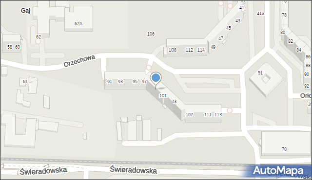 Wrocław, Orzechowa, 99, mapa Wrocławia