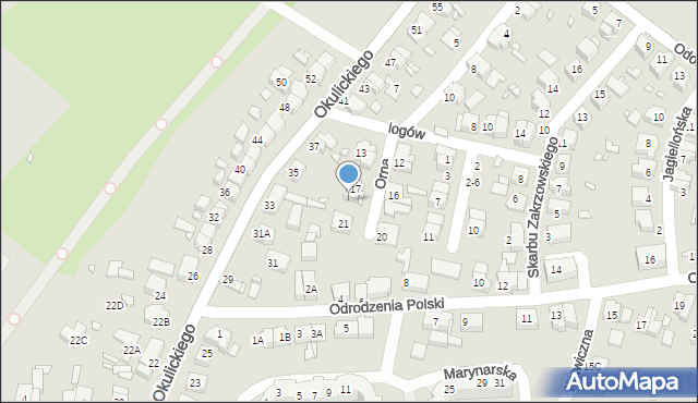 Wrocław, Orna, 19, mapa Wrocławia