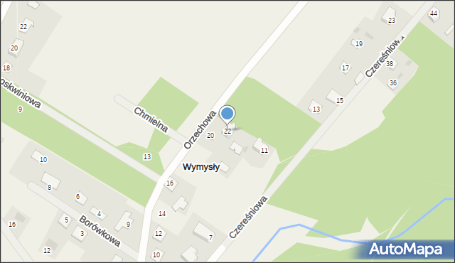 Wymysły, Orzechowa, 22, mapa Wymysły