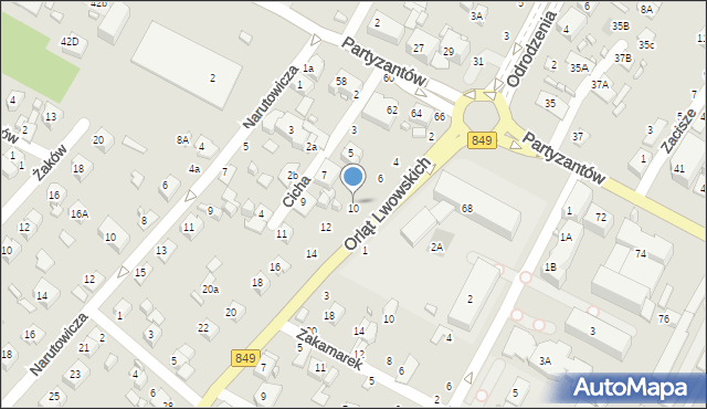 Zamość, Orląt Lwowskich, 10, mapa Zamościa