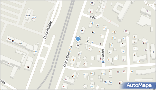 Zamość, Orlicz-Dreszera Gustawa, gen., 22, mapa Zamościa