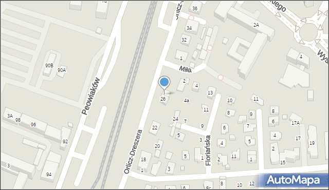 Zamość, Orlicz-Dreszera Gustawa, gen., 26A, mapa Zamościa