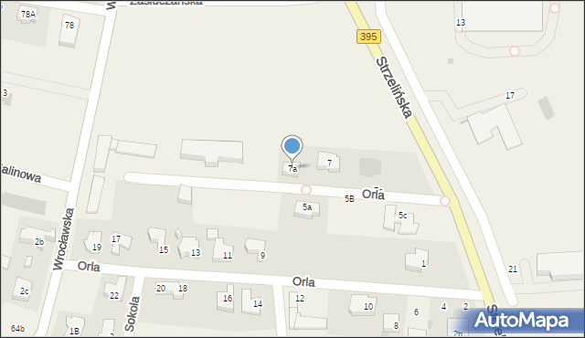 Żerniki Wrocławskie, Orla, 7a, mapa Żerniki Wrocławskie