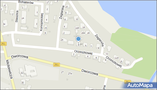 Żnin, Orzeszkowej Elizy, 3, mapa Żnin