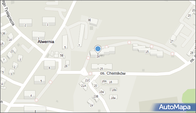 Alwernia, Osiedle Chemików, 14, mapa Alwernia