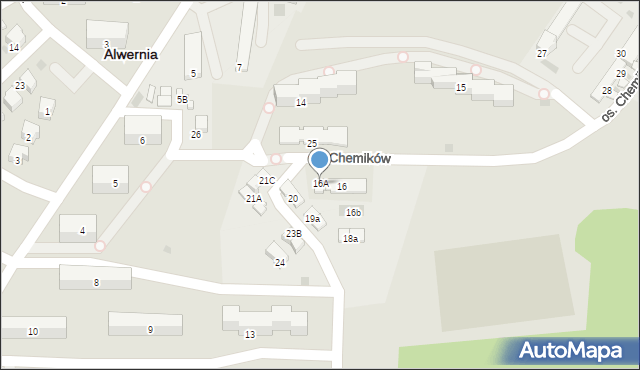 Alwernia, Osiedle Chemików, 16A, mapa Alwernia