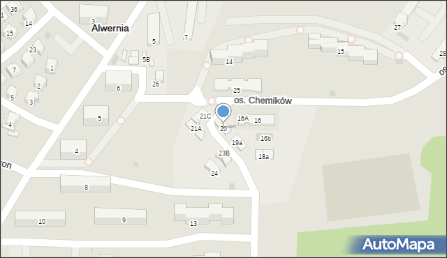 Alwernia, Osiedle Chemików, 20, mapa Alwernia