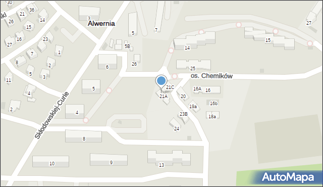 Alwernia, Osiedle Chemików, 21b, mapa Alwernia