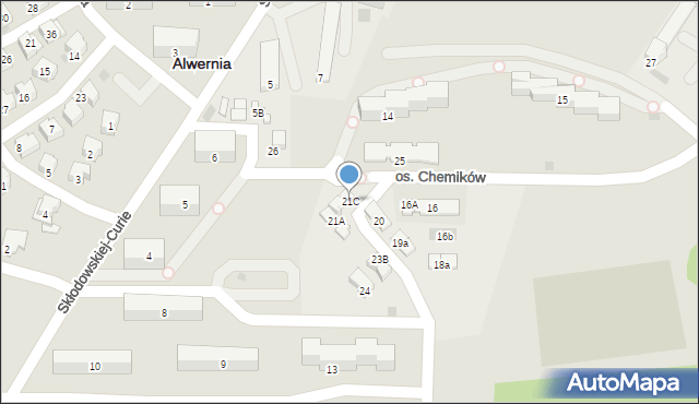 Alwernia, Osiedle Chemików, 21C, mapa Alwernia