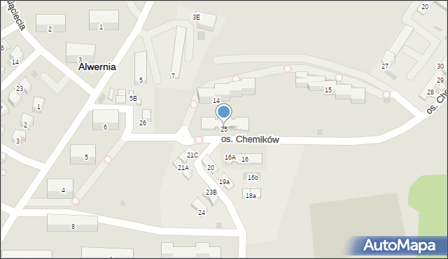 Alwernia, Osiedle Chemików, 25, mapa Alwernia