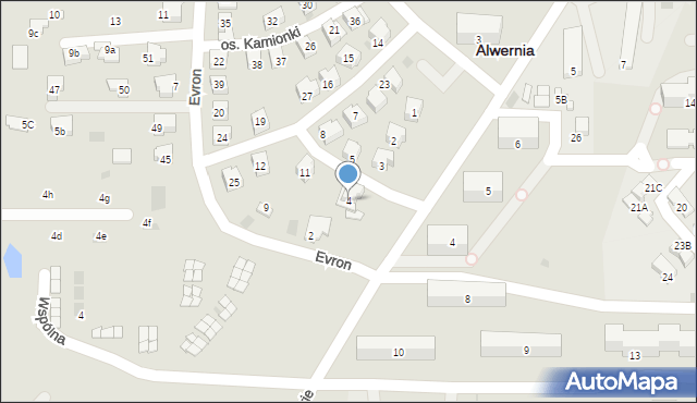 Alwernia, Osiedle Kamionki, 4, mapa Alwernia