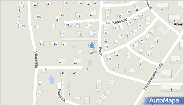 Alwernia, Osiedle Kamionki, 45, mapa Alwernia