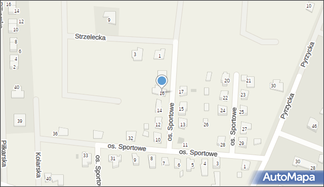 Baczyna, Osiedle Sportowe, 16, mapa Baczyna