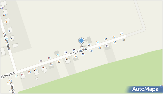 Bartodzieje, Osiedle Runianka, 27, mapa Bartodzieje