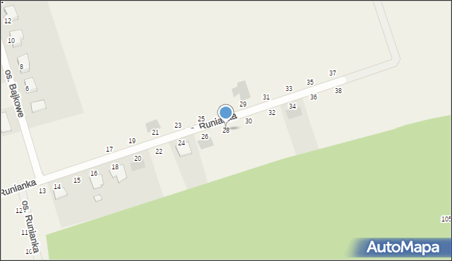 Bartodzieje, Osiedle Runianka, 28, mapa Bartodzieje