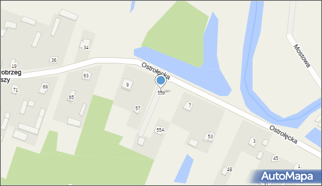 Białobrzeg Dalszy, Ostrołęcka, 55b, mapa Białobrzeg Dalszy