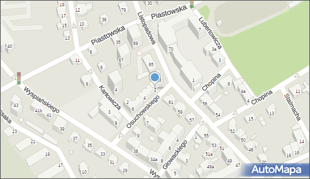 Bielsko-Biała, Osuchowskiego Antoniego, 2, mapa Bielsko-Białej
