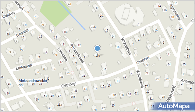 Bielsko-Biała, Osterwy Juliusza, 16b, mapa Bielsko-Białej