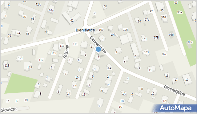 Bieniewice, Osiedlowa, 1, mapa Bieniewice