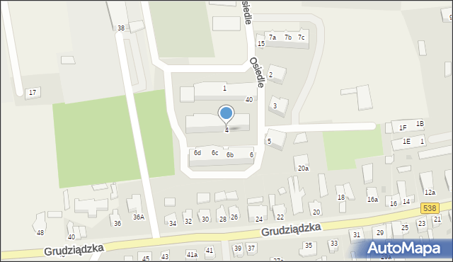 Biskupiec, Osiedle, 4, mapa Biskupiec