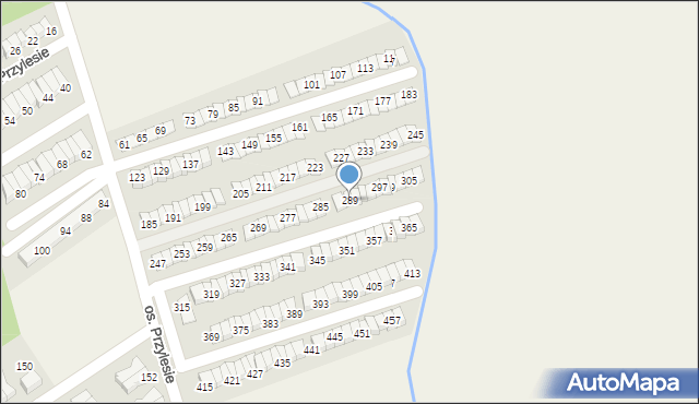 Błażejewo, Osiedle Przylesie, 289, mapa Błażejewo