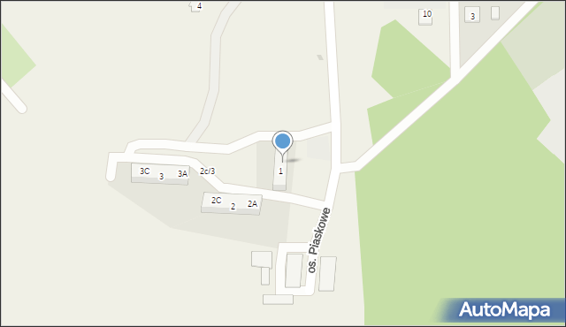 Bledzew, Osiedle Piaskowe, 1A, mapa Bledzew