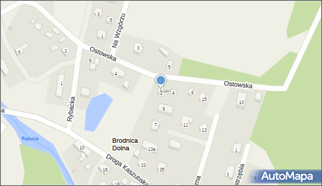 Brodnica Dolna, Ostowska, 2, mapa Brodnica Dolna