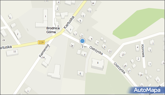 Brodnica Górna, Ostrzycka, 2, mapa Brodnica Górna