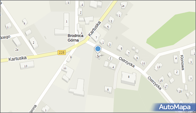 Brodnica Górna, Ostrzycka, 2a, mapa Brodnica Górna