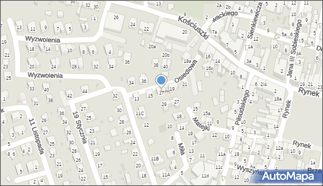 Brzesko, Osiedlowa, 17, mapa Brzesko