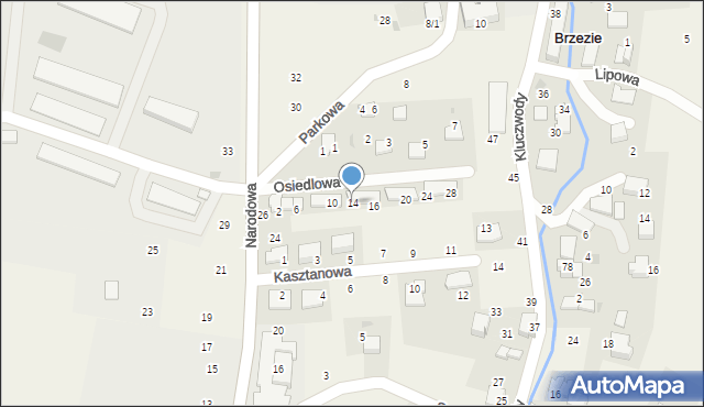 Brzezie, Osiedlowa, 14, mapa Brzezie