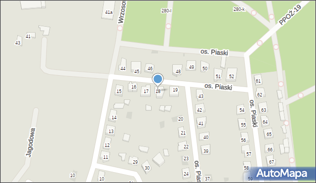 Budzyń, Osiedle Piaski, 18, mapa Budzyń