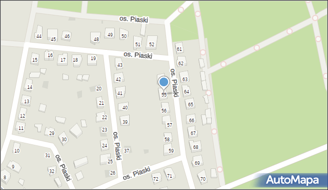 Budzyń, Osiedle Piaski, 55, mapa Budzyń
