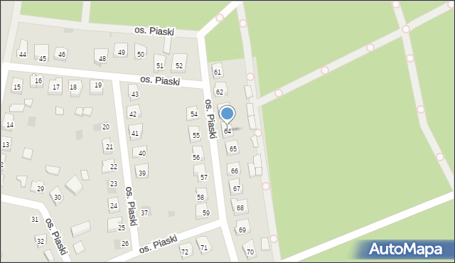 Budzyń, Osiedle Piaski, 64, mapa Budzyń