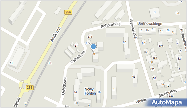 Bydgoszcz, Osiedlowa, 18, mapa Bydgoszczy