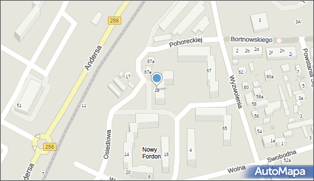 Bydgoszcz, Osiedlowa, 18, mapa Bydgoszczy