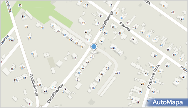 Bytom, Ossolińskiego Jerzego, 14A, mapa Bytomia