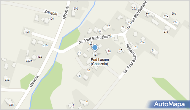 Chocznia, Osiedle Pod Bliźniakami, 14, mapa Chocznia