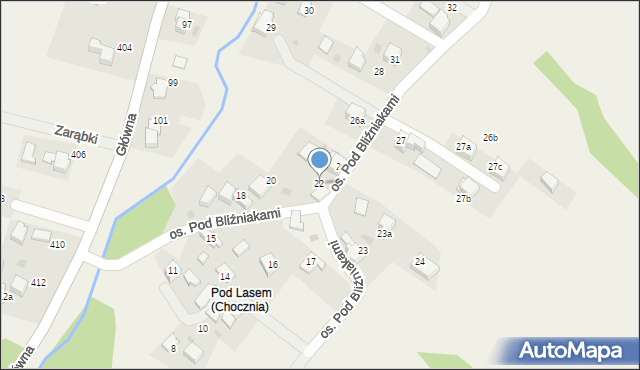 Chocznia, Osiedle Pod Bliźniakami, 22, mapa Chocznia