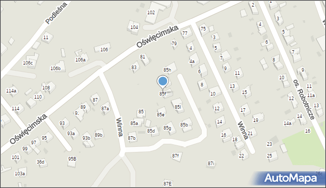 Chrzanów, Oświęcimska, 85f, mapa Chrzanów