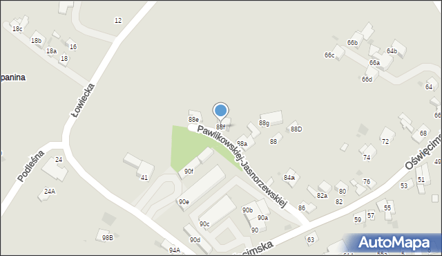 Chrzanów, Oświęcimska, 88f, mapa Chrzanów