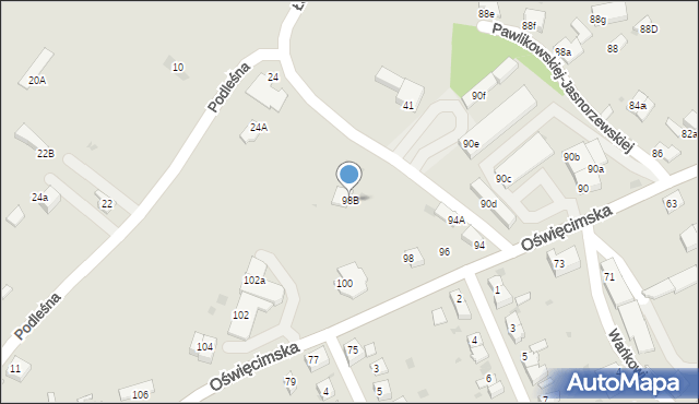 Chrzanów, Oświęcimska, 98B, mapa Chrzanów